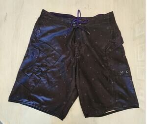 DC Men's Boardshorts SZ 36 Black Purple Y2K Skater Grunge